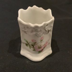 Vintage Toothpick Holder Hand Painted W/Floral Design, Unmarked